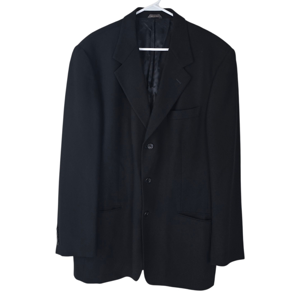 Banana Republic Black Wool Blazer Size 44L Made in Italy Careerwear